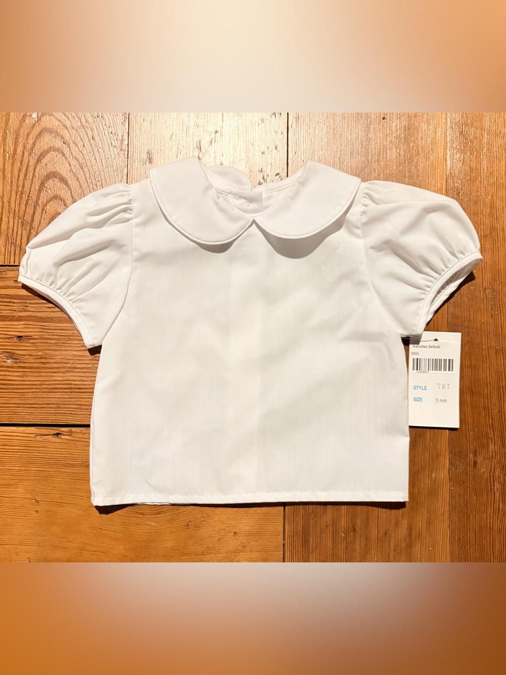 NWT Auraluz Classic White Peter Pan Collar Infant Top size 3 months